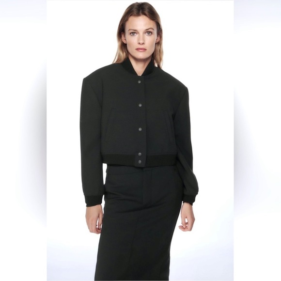 New ZARA NWOT Wool Bland Crop Bomber Jacket - Picture 4 of 16